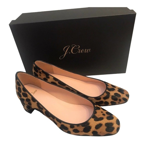 J. Crew Kate Pumps in Leopard Calf Hair Block Heel - Picture 3 of 9